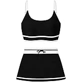 LKALPSQ Girls Swimsuits 2 Piece Bathing Suit Bikini Set with Padded High Waisted Beach Swimwear for Girls 11-15 Years