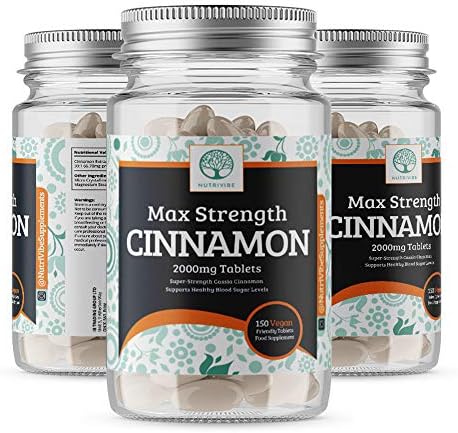 Cinnamon 2000mg Tablets - Cinnamon Like Ceylon Health Benefits - The Best Cinnamon Supplement - Blood Sugar Control - High Potency Health Benefits Capsules