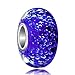 LovelyCharms 925 Sterling Silver Dark Blue Bubbles Murano Glass Beads Fit Charm Bracelets