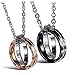 UHIBROS His & Hers Matching Set Titanium Stainless Steel Couples Pendant Necklace