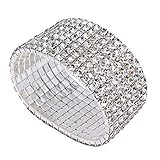 Bridal Rhinestone Stretch Bracelet Silver Tone - Ideal for Wedding, Prom, Party or Pageant