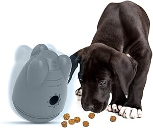 DYJKOUG Dog Treat Dispensing Ball Toys, Pet Dog Wobble Ball Slow Feeder Interactive Toy Detachable IQ Teat Ball Tumbler Toy for Dogs Food Dispenser (Gray)