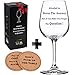 Vaci Funny Wine Glass with 2 Drink Coasters | Dishwasher Safe 15 Oz. Crystal Glass | Alcohol is Never The Answer | Fun Novelty Gift | Great for Bachelor's Parties, Birthdays, Restaurants, Bars & More
