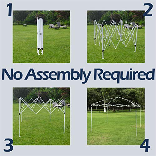 charaHOME 10 x 10 Canopy Tent Pop Up Portable Shade Instant Heavy Duty Outdoor Gazebo Blue with 4 Removable Sidewalls for Outdoor Party Wedding Commercial Activity Pavilion BBQ Beach Car Shelter - Thumbnail 4