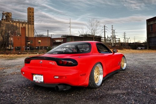 Driver Motorsports Mazda 2JZ FD RX7 RX-7 Red Right Rear HD Poster Super Car 36 X 24 Inch Print