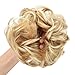 REECHO Thick 2PCS Updo Messy Hair Bun Curly Wavy Ponytail Extensions Hairpieces Hair Scrunchies for Women Girls Color Light Golden Blonde with Bleach Blonde Highlights