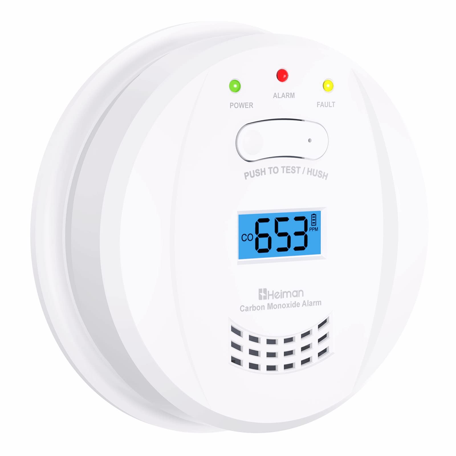 Heiman Carbon Monoxide Detector and Alarm, Carbon Monoxide Alarms for Home with Replaceable Battery, CO Alarm with LCD Digital Display, 10-Year Life Sensor EN 50291 Certified CO Detector 723ESY