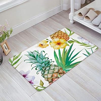 Painting Art Pineapple Flowers Door Mats Kitchen Floor Bath Entrance Rug Mat Absorbent Indoor Bathroom Decor Doormats… 51y1A43dOkL