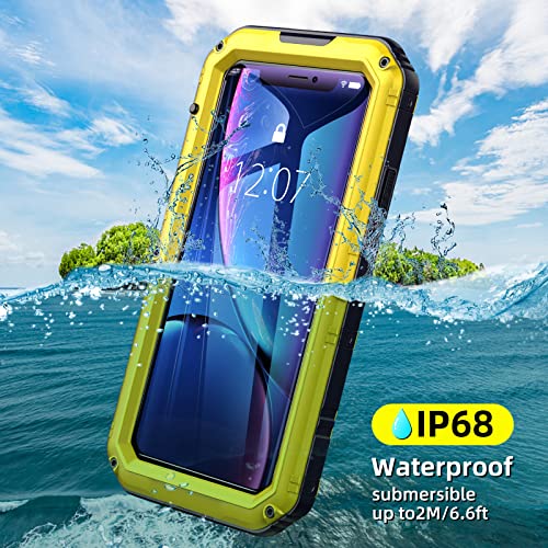 Beasyjoy iPhone XR Metal Case, Waterproof Heavy Duty Case with Builtin Screen Protector, Full