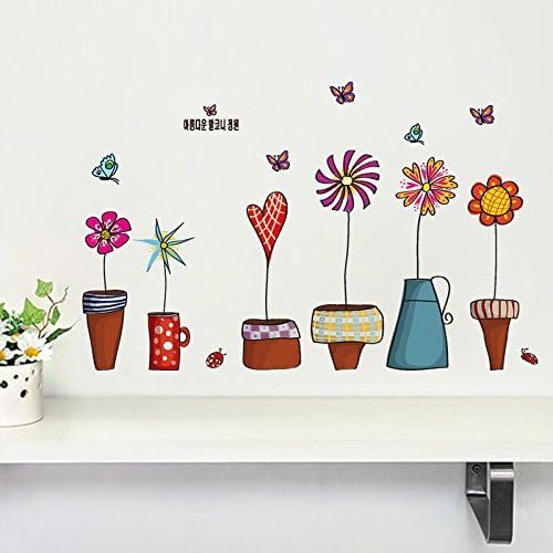 FairyTeller Flowerpot Butterfly Wall Cover Stickers House Decoration 947 Diy Print Mural Art Plant Home Decals Kids Gift Living Bed Playroom