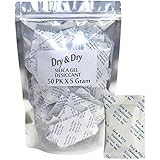 5 Gram Pack of 50 "Dry&dry" Silica Gel Packets Desiccant Dehumidifiers