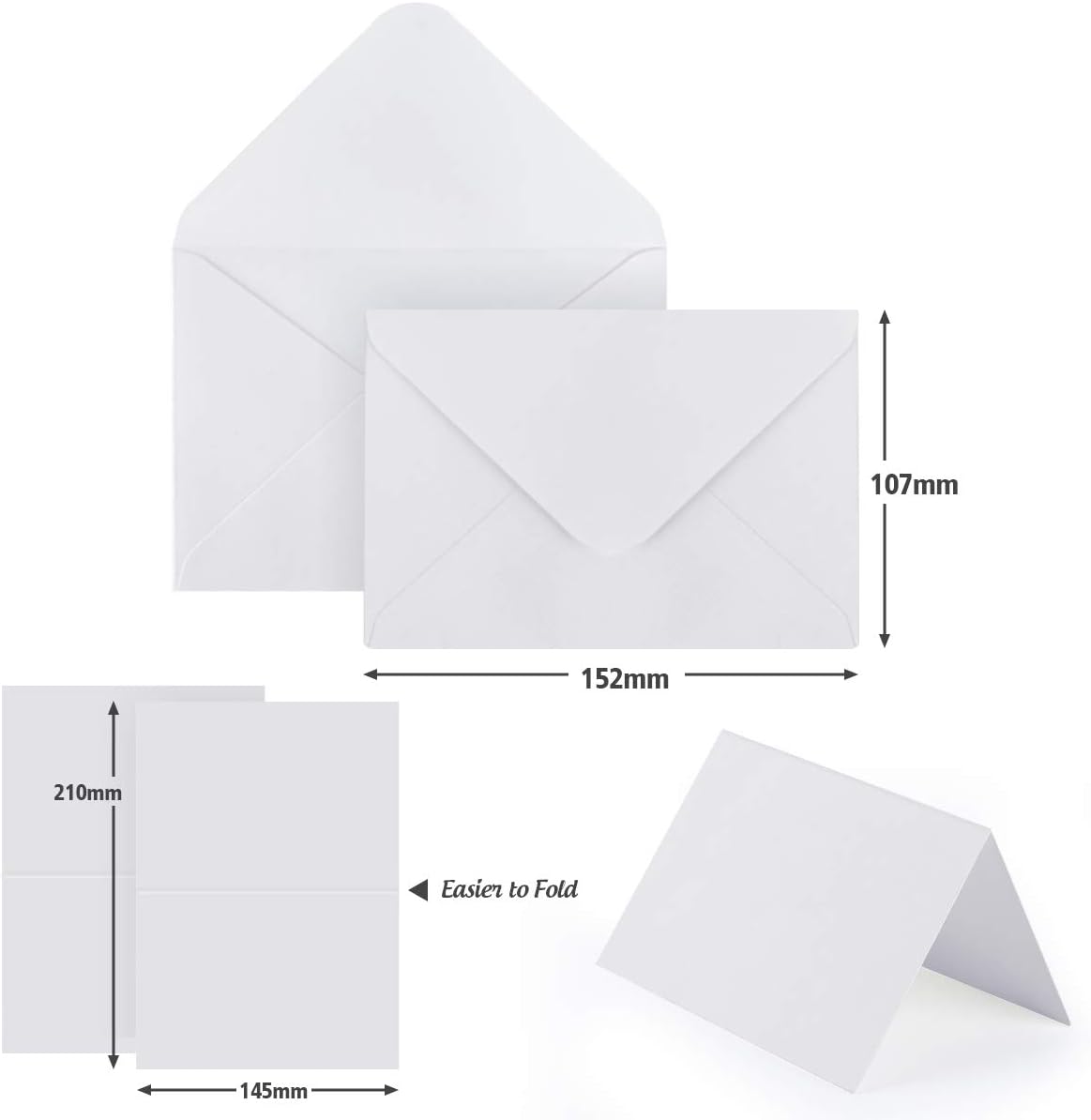 Mocraft 60 Blank Cards and Envelopes White Invitation Envelopes with Folding Plain Cards for Making Wedding Invitations Birthday - Image 3