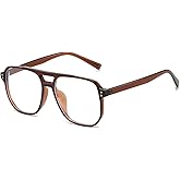 JOVAKIT Aviator Blue Light Blocking Glasses for Women Men, Fashion Fake Nerd Clear Square Pilot Frame Computer Glasses