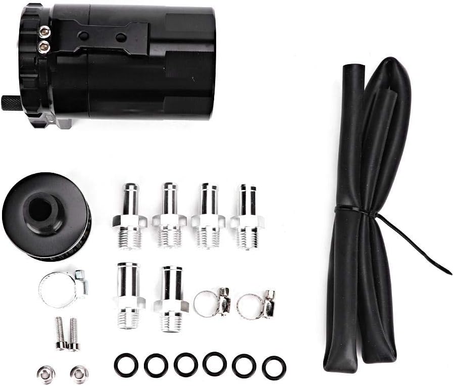 Terisass Oil Catch Can Aluminum Alloy 300ML 4.9 * 2.6 * 3.3 Inch Engine Oil Catch Tank with Filter Modification Accessory Kit+oil catch tank