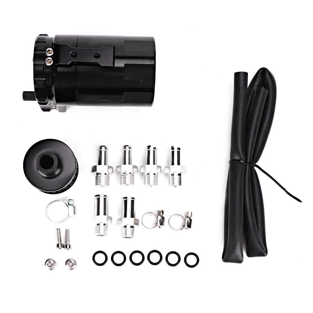 Terisass Oil Catch Can Aluminum Alloy 300ML 4.9 * 2.6 * 3.3 Inch Engine Oil Catch Tank with Filter Modification Accessory Kit+oil catch tank,