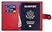 SimpacX Leather Passport Holder Wallet Cover Case Travel Wallet RFID Blocking 12 Contract Colors (Red)