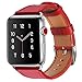 Compatible with Apple Watch Band, COVERY 42mm 44mm Watch Band Genuine Leather Strap Stainless Metal Buckle Compatible Apple Watch Series 4(44mm),Series 3, 2, 1, (42mm) Sport & Edition- Red
