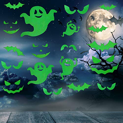 LOCOLO 44Pcs Halloween Luminous Wall Stickers Set, Halloween Window Cling Decals Halloween Wall Decals Stickers Glow in The Dark Luminous Bats Ghost Peeping Eyes Decals Wall Decor - Thumbnail 6
