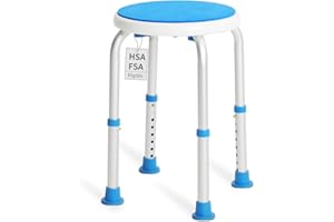 SOUHEILO Adjustable Shower Chair for Inside Shower, HSA/FSA Eligible Round Shower Stool for Inside Bathtub, Tool-Free Shower Seat for Elderly/Senior/Disabled/Pregnant
