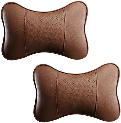 Wishlanlan 2pcs Brand New Fashion Comfortable Car Neck Pillow Headrest Seat WISCP#003(Brown)