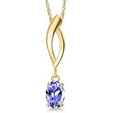 Gem Stone King 10K Yellow Gold 6X4MM Oval Gemstone Birthstone Infinity Pendant Necklace For Women | Gold Necklace For Women | With 18 Inch Gold Chain