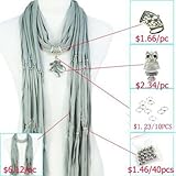 DIY Scarf Accessories, Grey Jewelry Scarf, Necklace Pashmina