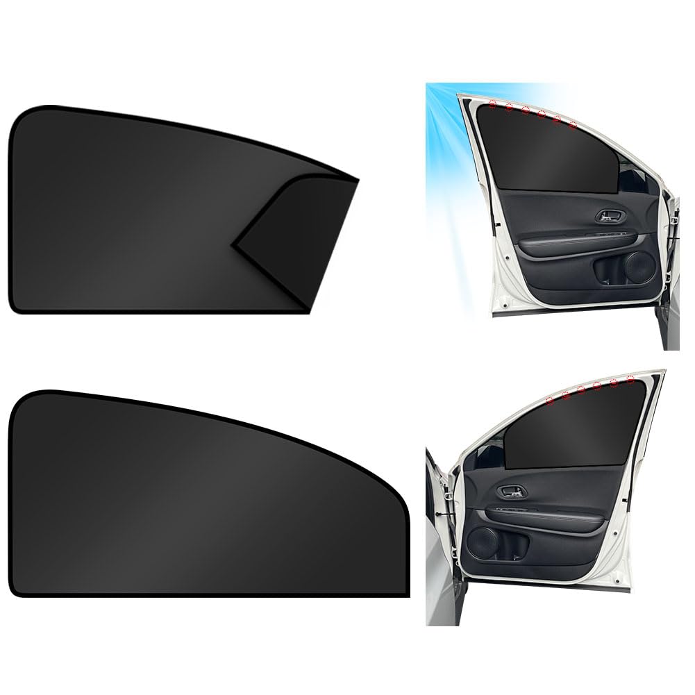 URAQT Magnetic Car Window Sun Shade, 2 Pcs Car Side Window Sunshade Blocks UV Rays, Car Sunshade Protect Baby Kids Adults Pet from Sun Burn, Car Magnetic Curtain Fits Most Vehicles