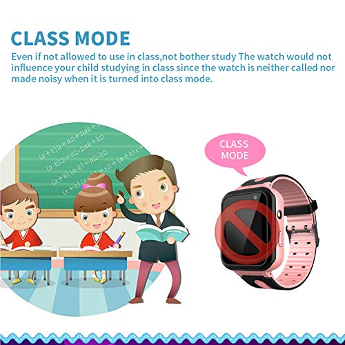 Kids Waterproof Smartwatch Phone - Touchscreen Smart Watch LBS locator with Dial Camera Voice Chat SOS Flashlight Alarm Clock Game Wristwatch Boys Girls Birthday Gift Compatible with iOS Android,Pink