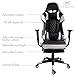 Kinsal Gaming Chair High-back Computer Chair with Footrest, Ergonomic Racing Chair, Leather Premium Lumbar Support Swivel Executive Office Chair Including Headrest and Massage Lumbar Pillow (white)