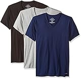 Calvin Klein Men's 3-Pack Cotton Classic V-Neck Tee, Black/Grey Heather/Blue Shadow, Small