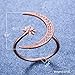 Angol Crescent Moon Star Adjustable Ring, 925 Sterling Silver Moon Ring Cubic Zirconia Opening Ring Jewelry Gift for Women Teens with Gift Box