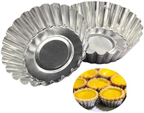 Inteeon Pet Series 10pcs chrysanthemum shape Cake Aluminium Alloy Tart Mould Baking Tool 6Cm