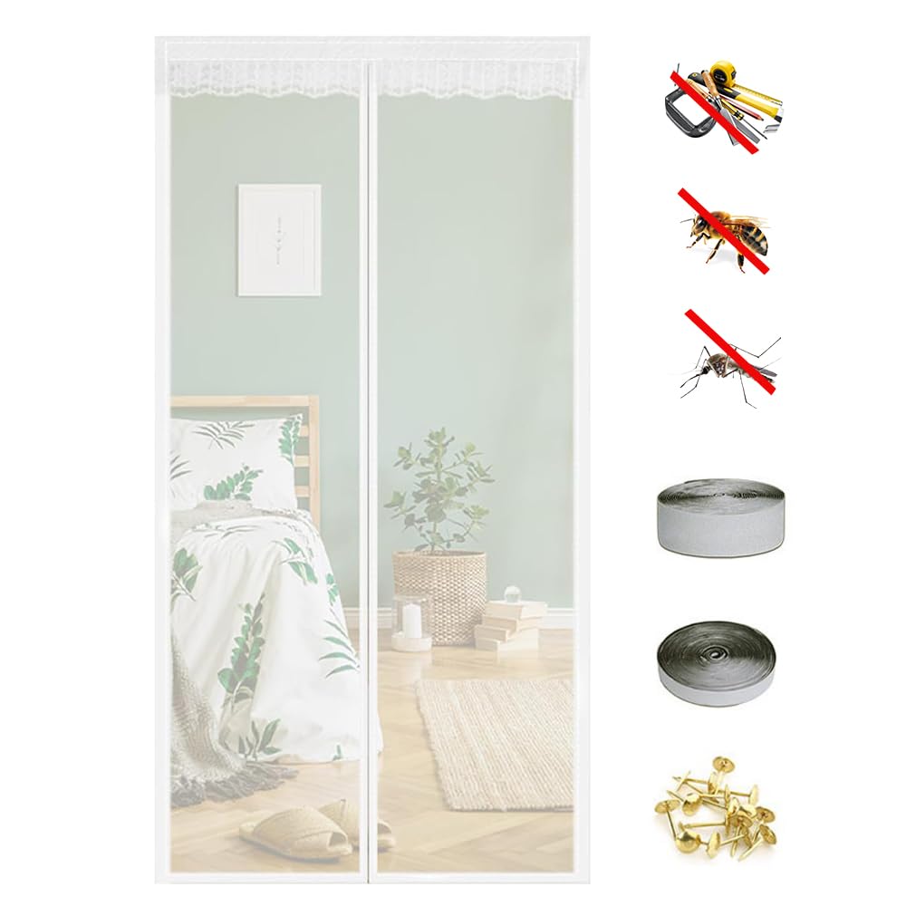 Wzhtuzi Fly Screen Door, 80 x 200 cm Fly Screen Balcony Door, Magnetic Fly Screen Door, No Drilling, Fly Screen, Magnetic Insect Protection, Ideal for Balcony Door, Living Room and Patio Door