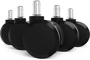 HYEJDRV Office Chair Caster Wheels Replacement, 2.36"(60mm) Casters Replacement for Herman Miller Aeron Chair, Universal Size for Carpet and Hardwood Floors(Set of 5)