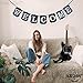 Black and White Welcome Banner - Large, DIY REQUIRED | Welcome Banner for Office | Great for Welcome Banner for Back to School Decorations | Vintage Black Welcome Sign for Classroom, Office Decoration
