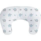 Little Grape Land New Nursing Pillow for Breastfeeding, Larger Breast Feeding Pillow and Positioner with Removable Cover for More Support, Tummy Time and Bottle Feeding Support Pillow, Blue Elephant