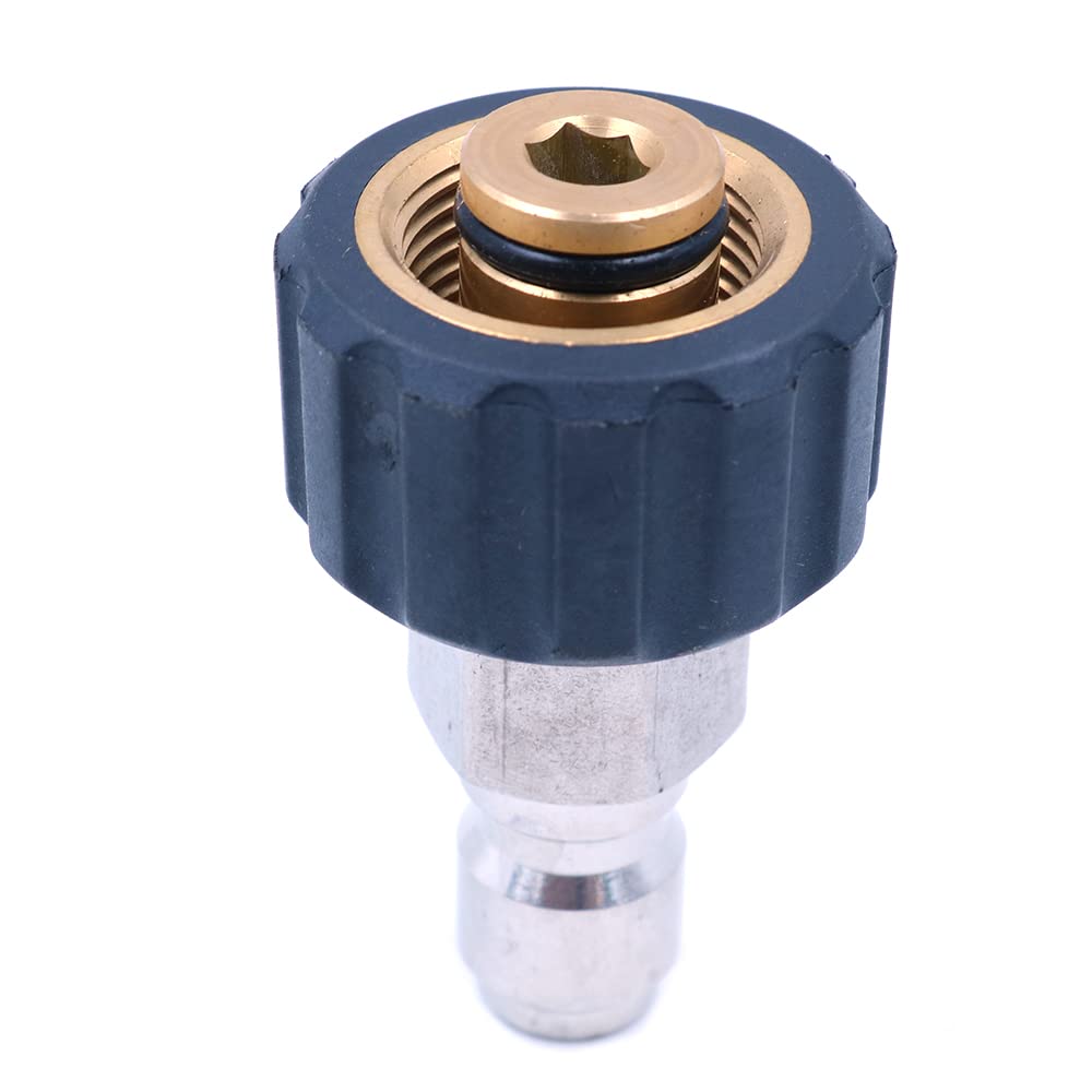 ZONADAH Brass Pressure Washer Fitting, Metric M22 x 15mm (Pin) Female Convertible to 3/8" Male Quick Coupler Quick Coupler Pressure Washer Gun Adapter Accessories
