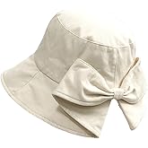 Verdusa Women's Bow Knot Wide Brim Bucket Hats Summer Beach Casual Outdoor Sun Hat