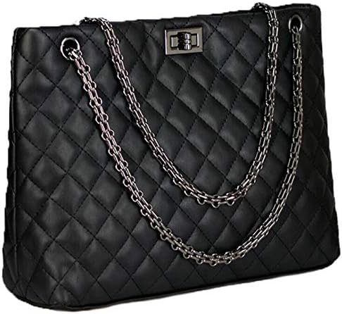 Quilted Handbags Size 2 for Women,Metal Chains Strap Purse Shoulder Totes Bags