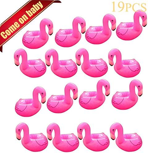 Vayne 16 Pcs Flamingo + 3 Pcs Donuts Inflatable Coasters Cup Drink Holder,Great for Party Weddings Pools Hot Tubs