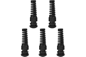 Strain Relief Cord Connector, CGELE 5 Pack NPT 1/2" Waterproof Cable Gland Cord Grip Spiral Adjustable Connector Strain Relief Cord Connectors Joints Nylon with Gaskets