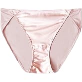 FEELITS 100% Mulberry Silk Underwear, Shiny Satin-Finish Silk High Cut Bikini Panties for Women