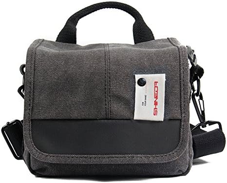 Shineda Water Resistant Canvas DSLR SLR Camera Messenger Bag for Canon EOS, Nikon J4, Sony A7RII and more (Dark Grey)