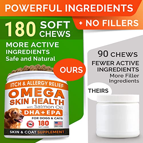 Fish Oil Omega 3 Treats for Dogs Allergy and Itch Relief Skin and Coat Supplement Joint