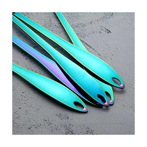 HOMQUEN Stainless Steel Kitchen Utensil Set - 5 Cooking Utensils, Rainbow Color Nonstick Kitchen Utensils Set, Colorful…