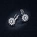 BAMOER 18K White Gold Plated Cubic Zirconia Snowflake Lever Back Earrings for Women Girls CZ Jewelry Stud Fashion Earrings 3 Style White Gold & White CZ