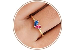 TOSGMY Gold Birthstone Rings for Women Non Tarnish Stackable Ring Dainty 14K Gold Plated Heart CZ Emerald Gemstone Ring Wedding Engagement Promise Ring Birthday Personalized Valentines Day Gifts for Her