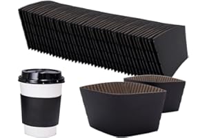EchoDone 8 oz Disposable Coffee Cup Sleeves for Hot Drinks Paper Corrugated Cup Jackets 200 Count Color Black (Without Cups)
