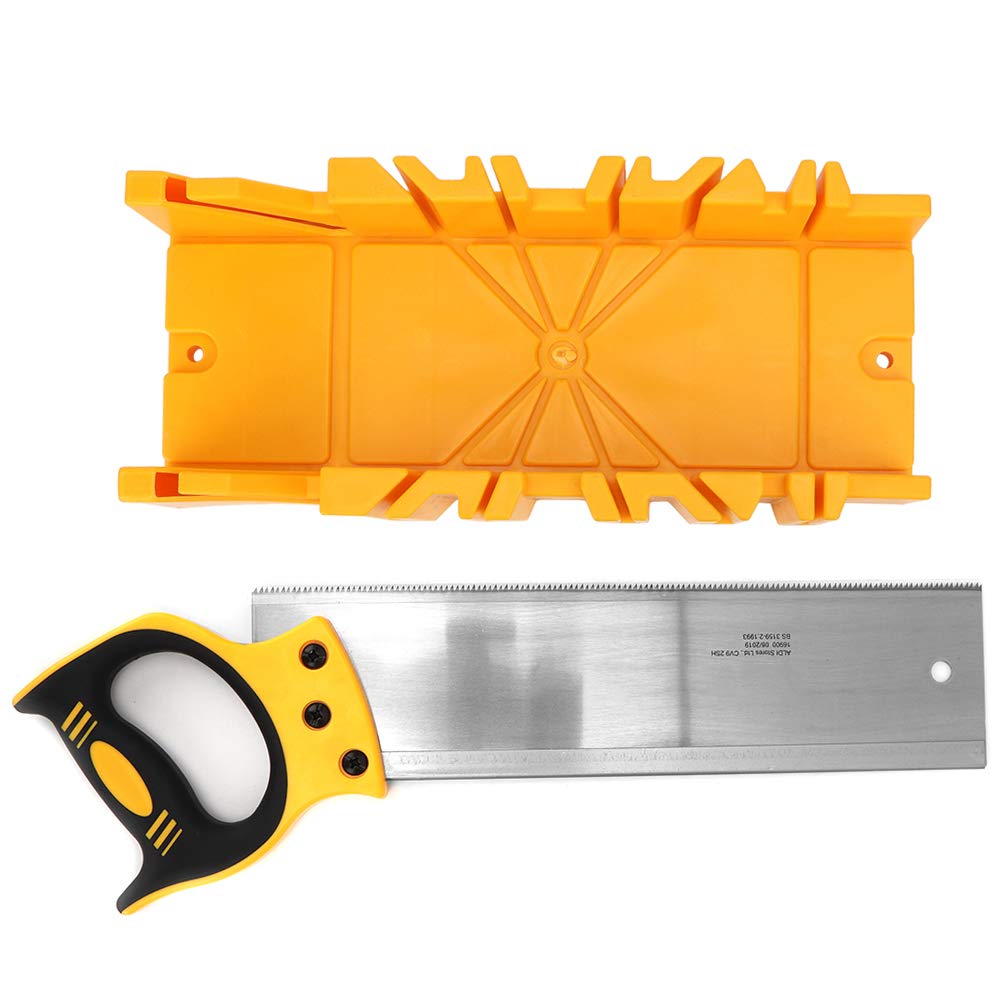 Clamping Mitre Box,12 inch ABS Plastic Multiple Angle Clamping Mitre Box with 14 inch Back Saw