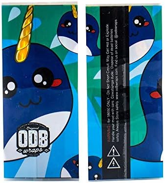 5 PC Narwhal 18650 Battery Wraps Heat Shrink Sticker Sleeve Wrap